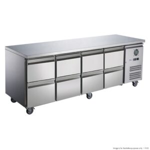 FED-X Bench Fridge Stainless Steel With 8 Drawers 553Lt
